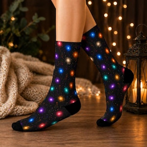 Galaxy Wisp Socks, Colorful Orb Crew Socks