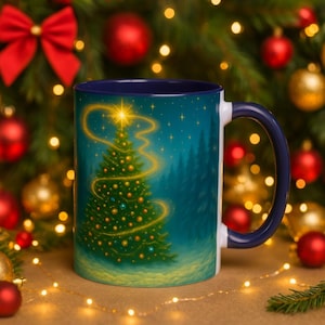 Christmas Tree Mug  11oz Ceramic Festive Holiday Coffee & Hot Cocoa Cup