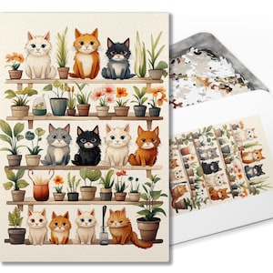 Cat Jigsaw Puzzle, 1000 Piece Puzzle, Cat Illustration Premium Puzzle, Cat Lover Gift, Puzzle For Kids,  (30, 110, 252, 500,1000-Piece)