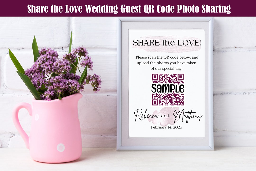 Guest Photo Sharing QR Code Template, Wedding Signs, Wedding Decor, Wedding QR Code, Wedding
