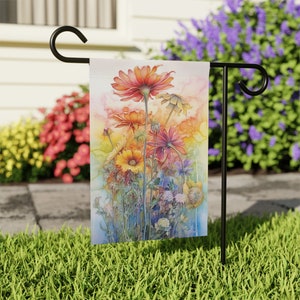 Bandera de jardín de flores silvestres estilo cottagecore, arte floral para el jardín (30,5 x 45,7 cm) imagen 4