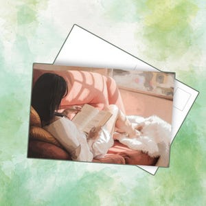 Reading Woman Postcards (10pcs), Art Print Postcard, Gift for Her, Postcrossing, 4x6 Print, Postcard Set