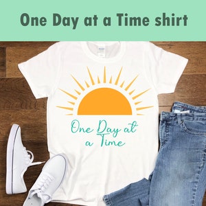 One Day at a Time Unisex Heavy Cotton Tee, Sobriety Shirt, Encouragement, Recovery