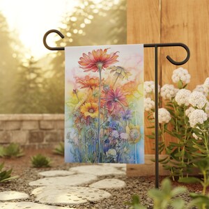 Bandera de jardín de flores silvestres estilo cottagecore, arte floral para el jardín (30,5 x 45,7 cm) imagen 3