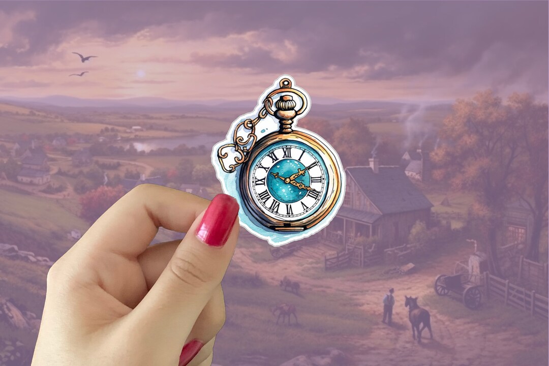 Watercolor Pocket Watch Vinyl Sticker, Cottagecore Aesthetic - Etsy
