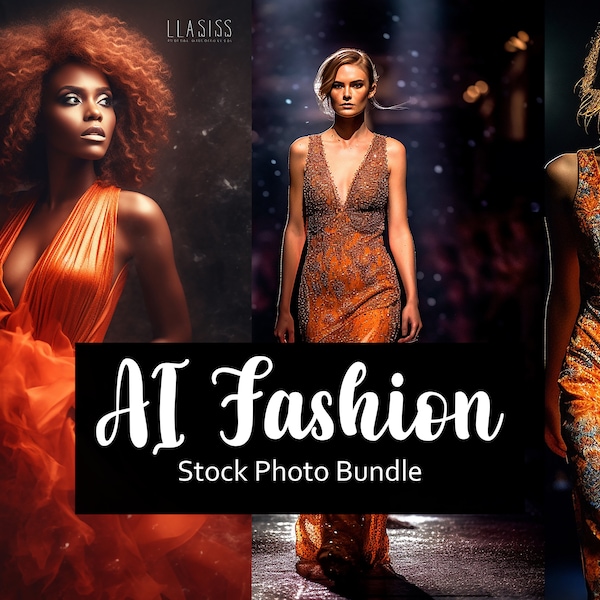 Orange Fashion Stock Photos, Digital Downloads, AI Art, Glamour, Illlustration