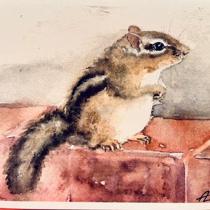 Cartão de arte único/cartão de arte em aquarela de esquilo/cartão de arte impresso de esquilo