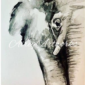 Carte d'art unique/impression aquarelle éléphant/carte d'art éléphant