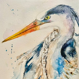 Tarjeta de arte individual/Tarjeta de arte de garza azul grande/Impresión de arte de garza azul grande