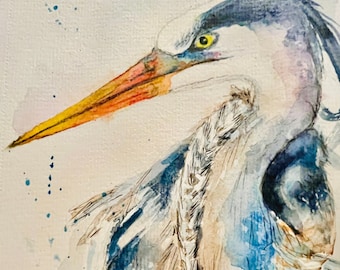 Great Blue Heron art card/great blue heron art print