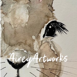 Carte d'art unique/Carte lapin/Carte d'art aquarelle « Un lapin vous aime »