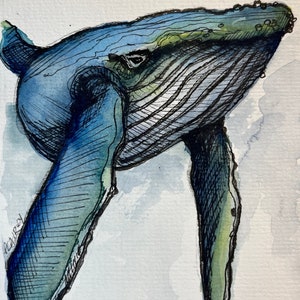 Enkele kunstkaart/bultrug-kunstkaart/aquarelprint bultrug