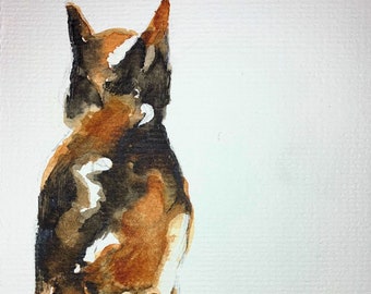 Single art card/Calico Cat watercolour card /cat art print