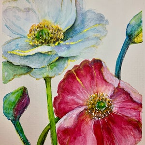 Einzelkunstkarte/Mohnblumen-Aquarelldruck/Mohnblumen-Aquarelldruckkarte