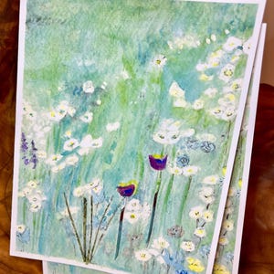 Carte d'art unique/carte d'art de prairie de fleurs/impression aquarelle de prairie de fleurs inspirée de monet