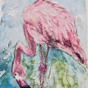 Single art card/flamingo art card/flamingo watercolour art print/flamingo bird card