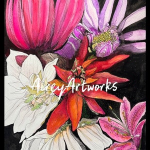 Dahlia original watercolour 11x15 inches/dahlia flowers watercolour painting