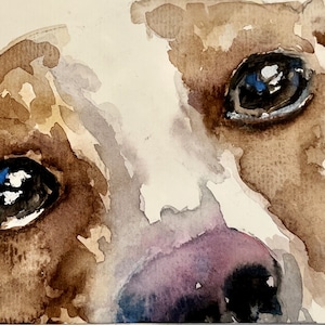 Enkele kunstkaart/puppykunstkaart/hond aquarelprint/puppygezicht kunstkaart