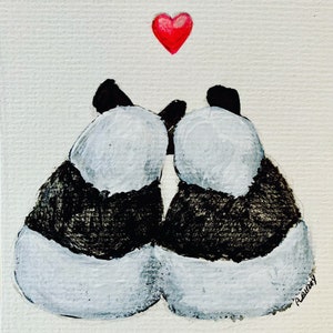 Une seule carte d'art/carte d'art aquarelle panda/pandas mignons/carte couple de panda/carte ma carte d'amour/impression d'art paire de panda