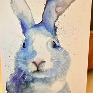 Carte d'art unique/carte lapin/impression d'art aquarelle lapin