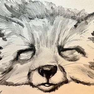 Single art card/sleeping fox watercolour art card/fox print/fox art print