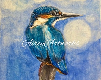 Kingfisher Art Card: Kingfisher bird 5x7 Print