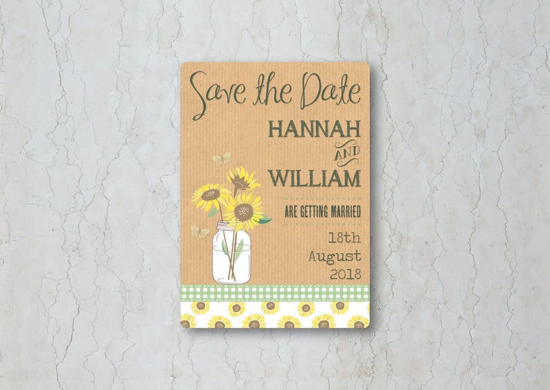 Sunflower Save the Date Wedding Announcement Wedding Save the Date Sunflower Save the Date Card Save the Date Card Save the Day