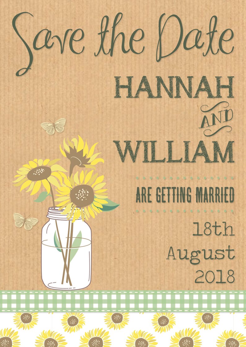 Sunflower Save the Date Wedding Announcement Wedding Save the Date Sunflower Save the Date Card Save the Date Card Save the Day