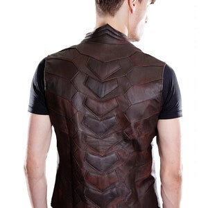 AMPHIBIAN VEST Men's Leather Vest, Riding Vest, Grunge, Apocalyptic, Brown and Black by littleKING Designs image 2