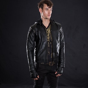 SHREDDED JACKET A Classic Menswear Leather Jacket With An Apocalyptic Twist, Black, Streetwear, Burnerwear, Festival Fashion image 4