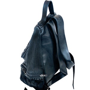 STRATUM BACKPACK Unisex, Leather backpack, black leather, urban bag, streetwear, accessories, image 5