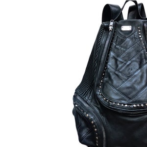 STRATUM BACKPACK Unisex, Leather backpack, black leather, urban bag, streetwear, accessories, image 3