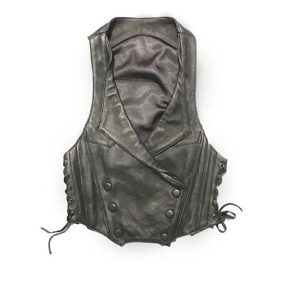 Double breasted leather vest best sale
