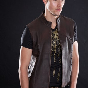 AMPHIBIAN VEST Men's Leather Vest, Riding Vest, Grunge, Apocalyptic, Brown and Black by littleKING Designs image 3