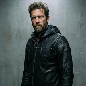 SHREDDED JACKET - littleKINGDesigns - Men’s black cabretta leather jacket with hood, distressed sleeves, ribbed detailing, and front zipper