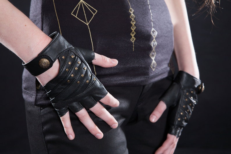 STUD GLOVES Leather Gloves Apocalyptic High Fashion Accessories Brass Acessories