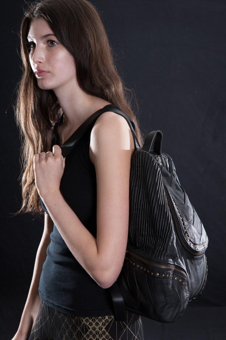 STRATUM BACKPACK Unisex, Leather backpack, black leather, urban bag, streetwear, accessories, image 8