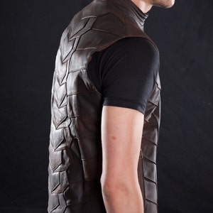 AMPHIBIAN VEST Men's Leather Vest, Riding Vest, Grunge, Apocalyptic, Brown and Black by littleKING Designs image 4