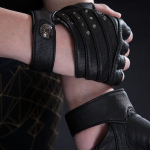 STUD GLOVES Leather Gloves Apocalyptic High Fashion Accessories Black Nickel Access.