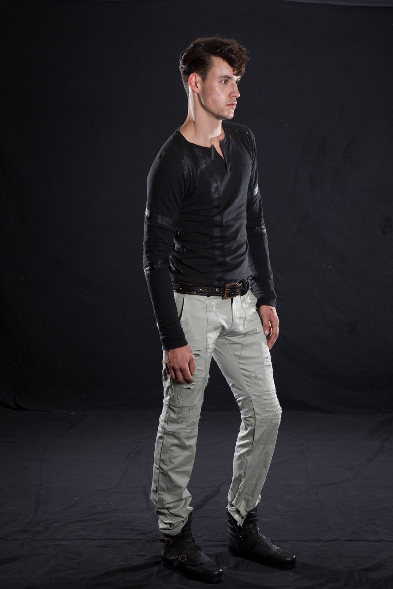 GRUNGE PANTS with Cotton stretch twill and Leather engineered knees image 2