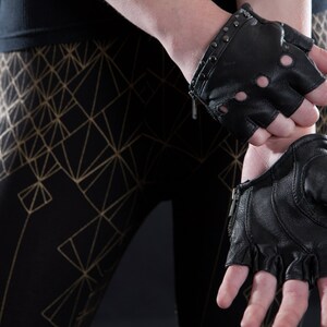 LEATHER HALF GLOVES Leather Gloves, Biker, Motorcycle, Apocalyptic, High Fashion, Accessories image 7