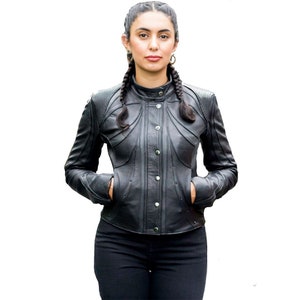 MAHARAH JACKET Women's black leather jacket, streetwear, motowear image 3
