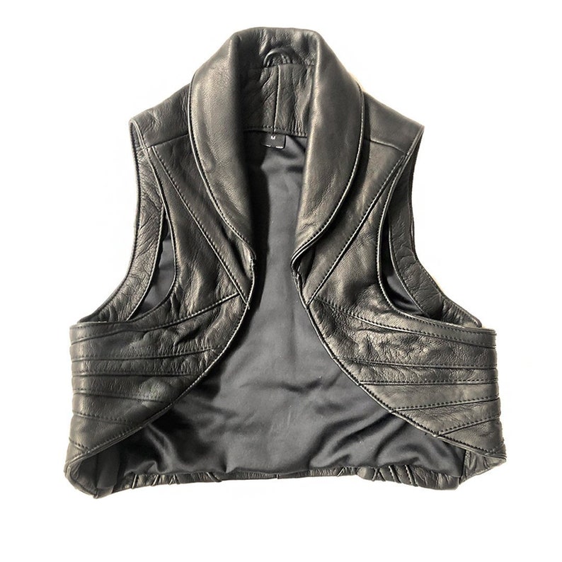 RISING SUN BOLERO Womens, Leather, Black, Streetwear, Burner Wear, Festival Fashion image 2