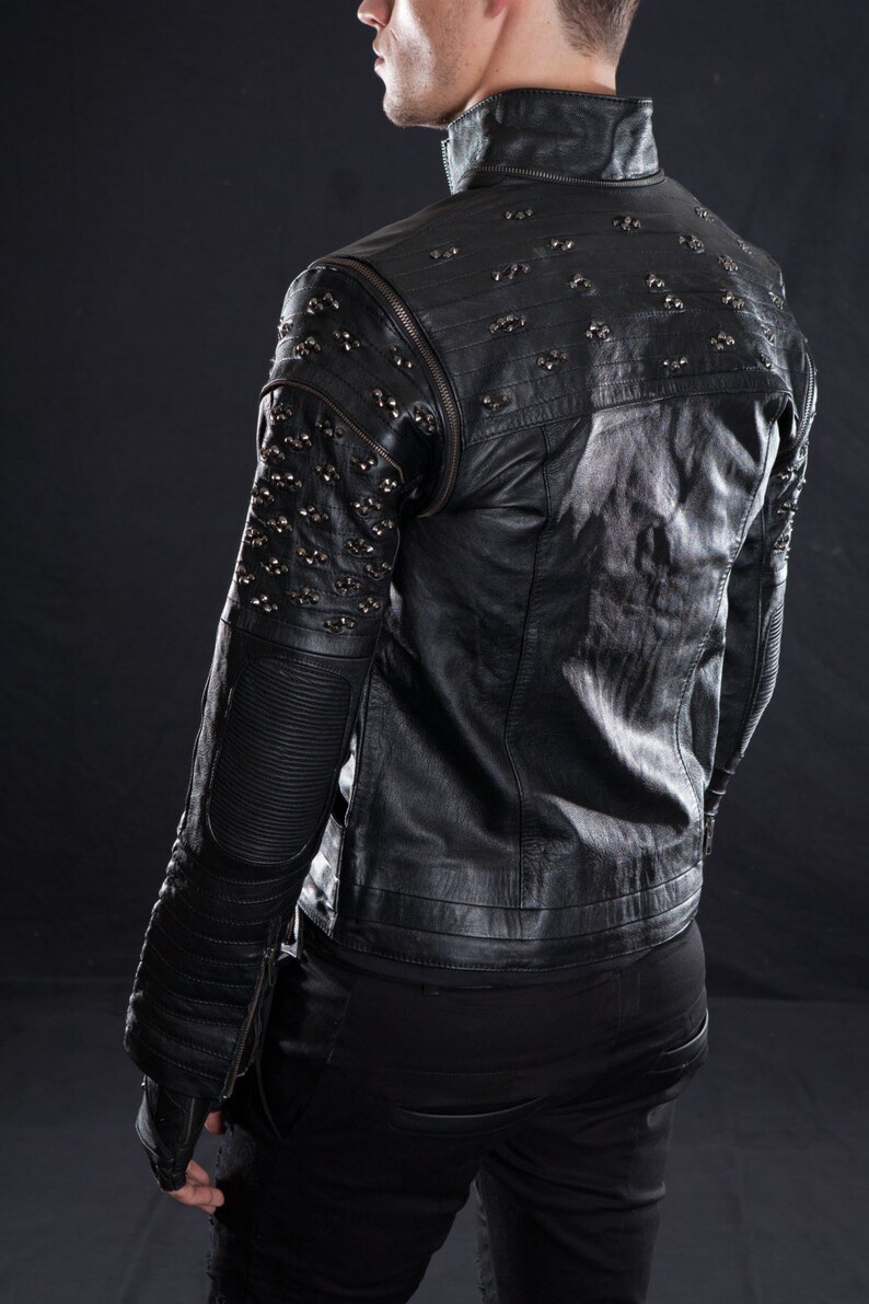 SHREDDED JACKET A Classic Menswear Leather Jacket With An Apocalyptic Twist, Black, Streetwear, Burnerwear, Festival Fashion image 3