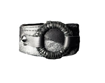 WOVEN CUFF - woven leather - burning man - black leather - unisex, leather bracelet