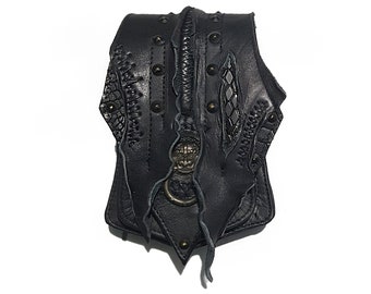 TRIAD POCKET BELT - Single leather pocket belt, festival fashion, burning man