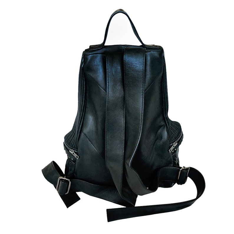 STRATUM BACKPACK Unisex, Leather backpack, black leather, urban bag, streetwear, accessories, image 2