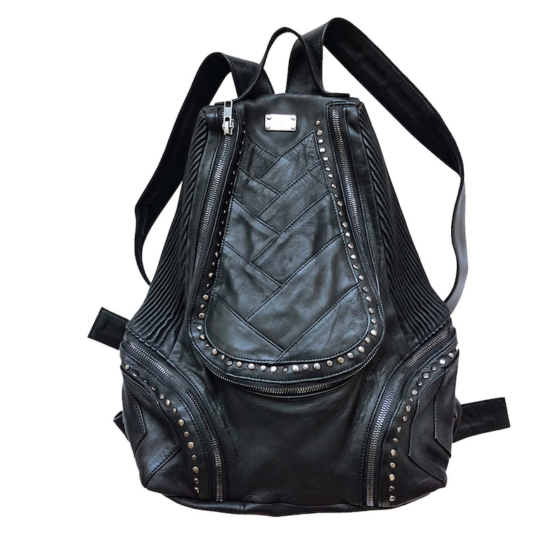 STRATUM BACKPACK Unisex, Leather backpack, black leather, urban bag, streetwear, accessories, image 1