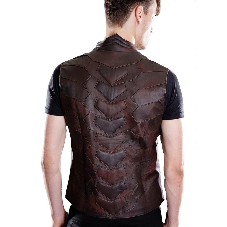 AMPHIBIAN VEST Men's Leather Vest, Riding Vest, Grunge, Apocalyptic, Brown and Black by littleKING Designs image 2