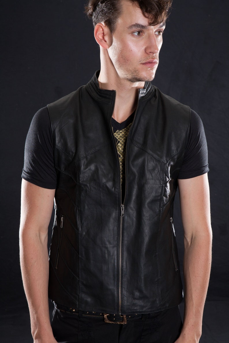 AMPHIBIAN VEST Men's Leather Vest, Riding Vest, Grunge, Apocalyptic, Brown and Black by littleKING Designs image 5